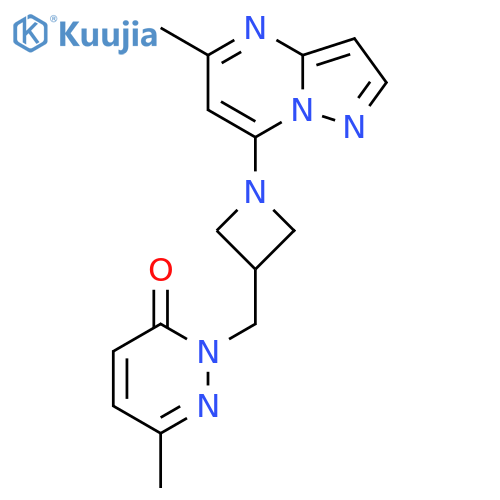 6-methyl-2-(1-{5-methylpyrazolo1,5-apyrimidin-7-yl}azetidin-3-yl)methyl-2,3-dihydropyridazin-3-one structure
