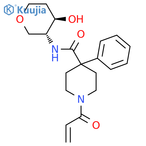 N-[(3R,4R)-4-Hydroxyoxan-3-yl]-4-phenyl-1-prop-2-enoylpiperidine-4-carboxamide structure