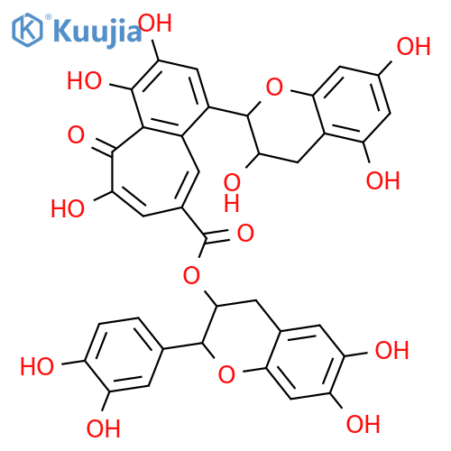 5H-Benzocycloheptene-8-carboxylicacid,1-[(2R,3R)-3,4-dihydro-3,5,7-trihydroxy-2H-1-benzopyran-2-yl]-3,4,6-trihydroxy-5-oxo-,(2R,3R)-2-(3,4-dihydroxyphenyl)-3,4-dihydro-5,7-dihydroxy-2H-1-benzopyran-3-ylester structure