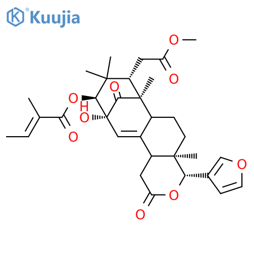 Methyl-2-hydroxy-3-b-tigloyloxy-1-oxomeliac-8(30)-enate structure