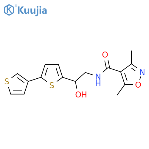N-(2-{2,3'-bithiophene-5-yl}-2-hydroxyethyl)-3,5-dimethyl-1,2-oxazole-4-carboxamide structure