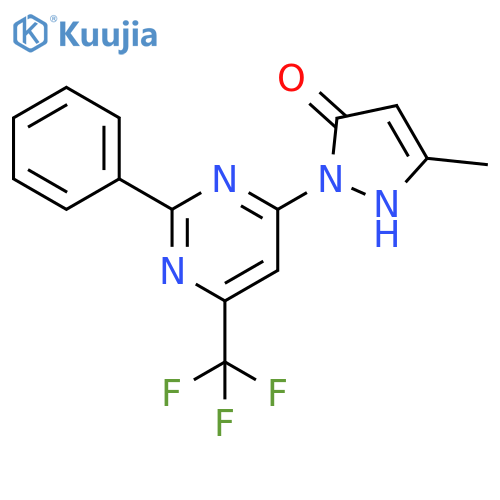 5-methyl-2-2-phenyl-6-(trifluoromethyl)pyrimidin-4-yl-2,3-dihydro-1H-pyrazol-3-one structure