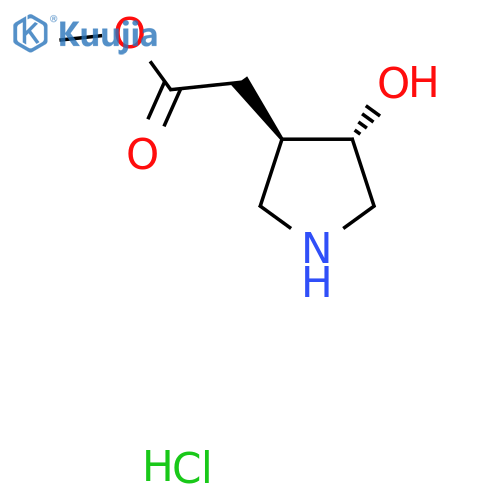 rac-methyl 2-(3R,4S)-4-hydroxypyrrolidin-3-ylacetate hydrochloride structure