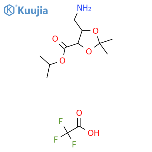 propan-2-yl 5-(aminomethyl)-2,2-dimethyl-1,3-dioxolane-4-carboxylate, trifluoroacetic acid structure