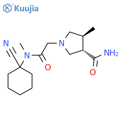 (3S,4S)-1-{[(1-cyanocyclohexyl)(methyl)carbamoyl]methyl}-4-methylpyrrolidine-3-carboxamide structure