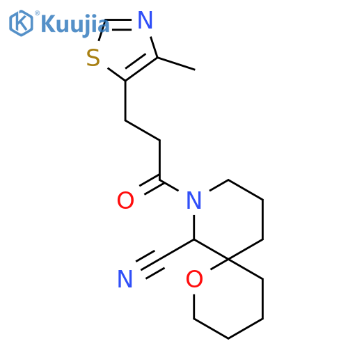 8-[3-(4-Methyl-1,3-thiazol-5-yl)propanoyl]-1-oxa-8-azaspiro[5.5]undecane-7-carbonitrile structure