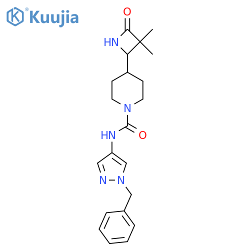 N-(1-Benzylpyrazol-4-yl)-4-(3,3-dimethyl-4-oxoazetidin-2-yl)piperidine-1-carboxamide structure