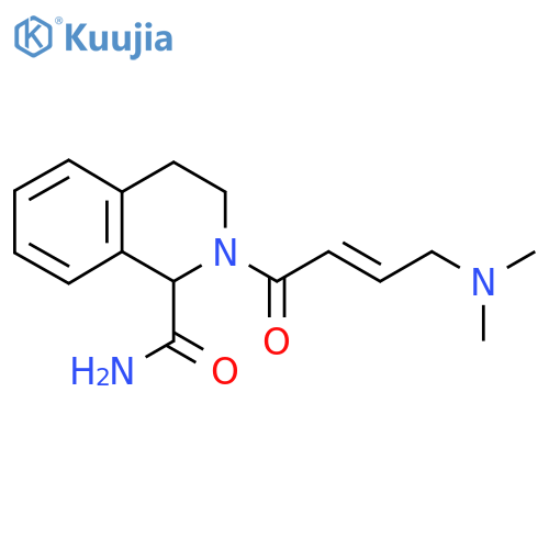 2-[(E)-4-(Dimethylamino)but-2-enoyl]-3,4-dihydro-1H-isoquinoline-1-carboxamide structure