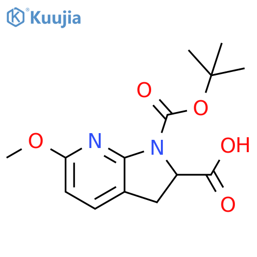 1-(tert-butoxy)carbonyl-6-methoxy-1H,2H,3H-pyrrolo2,3-bpyridine-2-carboxylic acid structure