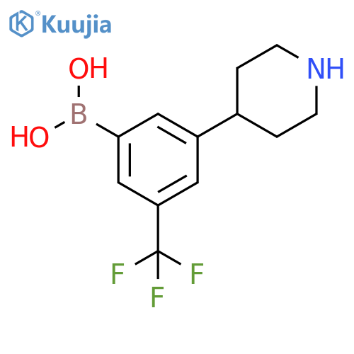 3-Trifluoromethyl-5-(piperidin-4-yl)phenylboronic acid structure