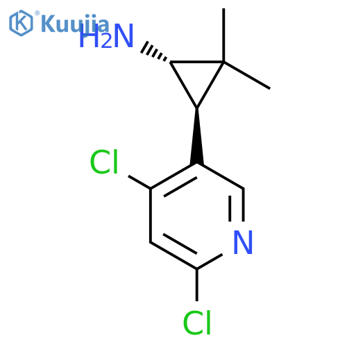 rac-(1R,3R)-3-(4,6-dichloropyridin-3-yl)-2,2-dimethylcyclopropan-1-amine structure