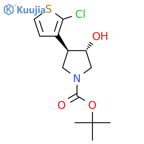 rac-tert-butyl (3R,4S)-3-(2-chlorothiophen-3-yl)-4-hydroxypyrrolidine-1-carboxylate structure