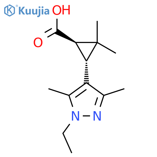 rac-(1R,3R)-3-(1-ethyl-3,5-dimethyl-1H-pyrazol-4-yl)-2,2-dimethylcyclopropane-1-carboxylic acid structure