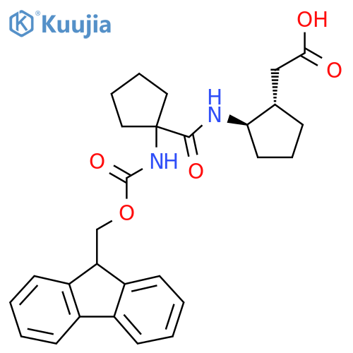 rac-2-(1R,2S)-2-1-({(9H-fluoren-9-yl)methoxycarbonyl}amino)cyclopentaneamidocyclopentylacetic acid structure