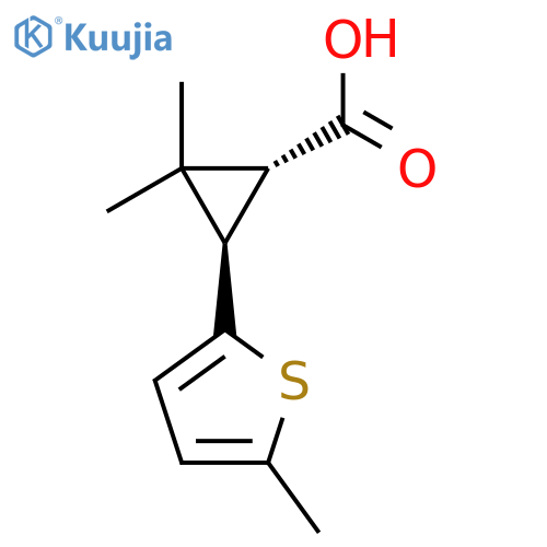 rac-(1R,3R)-2,2-dimethyl-3-(5-methylthiophen-2-yl)cyclopropane-1-carboxylic acid structure