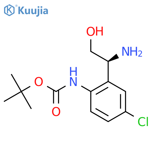 tert-butyl N-{2-(1S)-1-amino-2-hydroxyethyl-4-chlorophenyl}carbamate structure