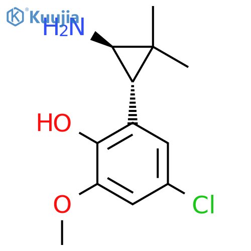 rac-2-(1R,3R)-3-amino-2,2-dimethylcyclopropyl-4-chloro-6-methoxyphenol structure
