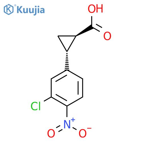rac-(1R,2R)-2-(3-chloro-4-nitrophenyl)cyclopropane-1-carboxylic acid structure