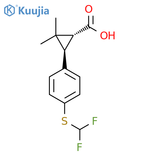 rac-(1R,3R)-3-{4-(difluoromethyl)sulfanylphenyl}-2,2-dimethylcyclopropane-1-carboxylic acid structure