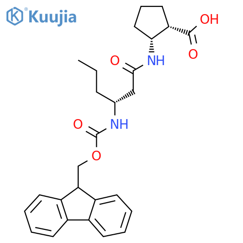 (1RS,2SR)-2-(3R)-3-({(9H-fluoren-9-yl)methoxycarbonyl}amino)hexanamidocyclopentane-1-carboxylic acid structure
