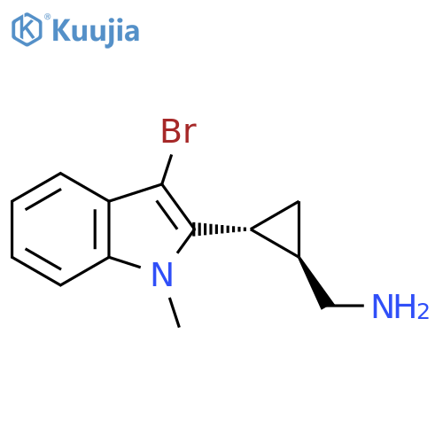 rac-(1R,2R)-2-(3-bromo-1-methyl-1H-indol-2-yl)cyclopropylmethanamine structure