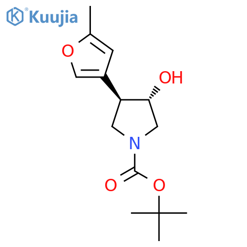 rac-tert-butyl (3R,4S)-3-hydroxy-4-(5-methylfuran-3-yl)pyrrolidine-1-carboxylate structure