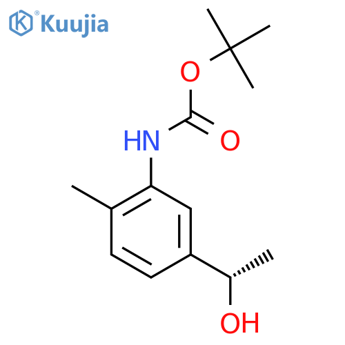 tert-butyl N-{5-(1S)-1-hydroxyethyl-2-methylphenyl}carbamate structure