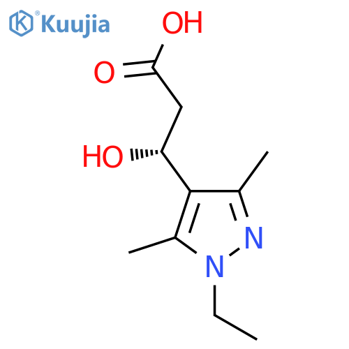 (3R)-3-(1-ethyl-3,5-dimethyl-1H-pyrazol-4-yl)-3-hydroxypropanoic acid structure