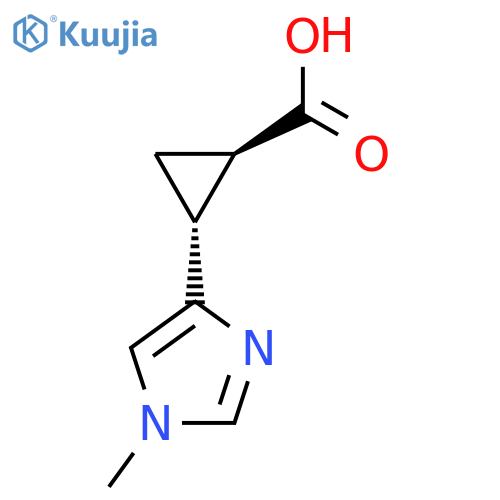 rac-(1R,2R)-2-(1-methyl-1H-imidazol-4-yl)cyclopropane-1-carboxylic acid structure