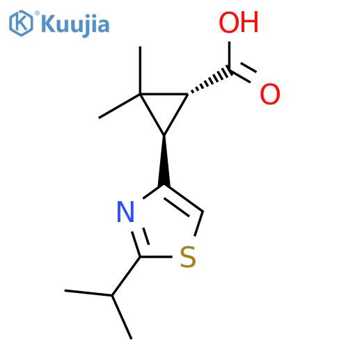rac-(1R,3R)-2,2-dimethyl-3-2-(propan-2-yl)-1,3-thiazol-4-ylcyclopropane-1-carboxylic acid structure