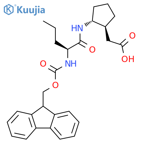 2-(1RS,2SR)-2-(2S)-2-({(9H-fluoren-9-yl)methoxycarbonyl}amino)pentanamidocyclopentylacetic acid structure