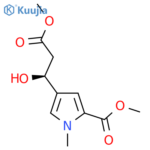 methyl 4-(1S)-1-hydroxy-3-methoxy-3-oxopropyl-1-methyl-1H-pyrrole-2-carboxylate structure