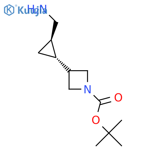 rac-tert-butyl 3-(1R,2R)-2-(aminomethyl)cyclopropylazetidine-1-carboxylate structure
