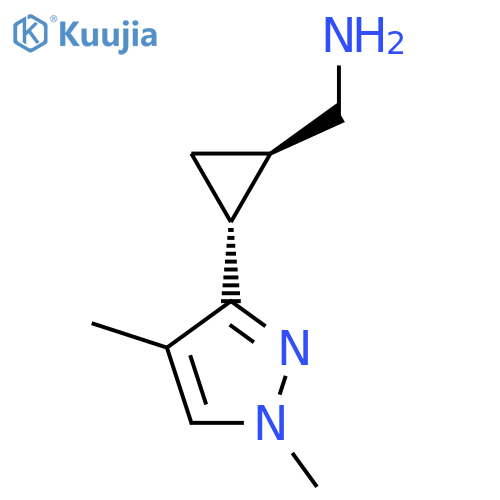 rac-(1R,2R)-2-(1,4-dimethyl-1H-pyrazol-3-yl)cyclopropylmethanamine structure