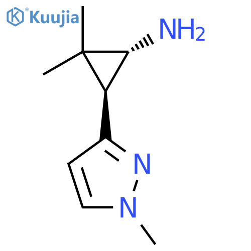 rac-(1R,3S)-2,2-dimethyl-3-(1-methyl-1H-pyrazol-3-yl)cyclopropan-1-amine structure