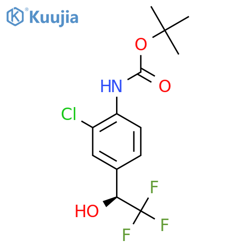 tert-butyl N-{2-chloro-4-(1S)-2,2,2-trifluoro-1-hydroxyethylphenyl}carbamate structure