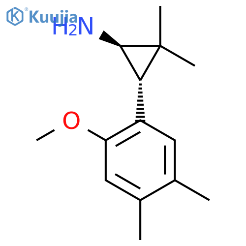 rac-(1R,3R)-3-(2-methoxy-4,5-dimethylphenyl)-2,2-dimethylcyclopropan-1-amine structure