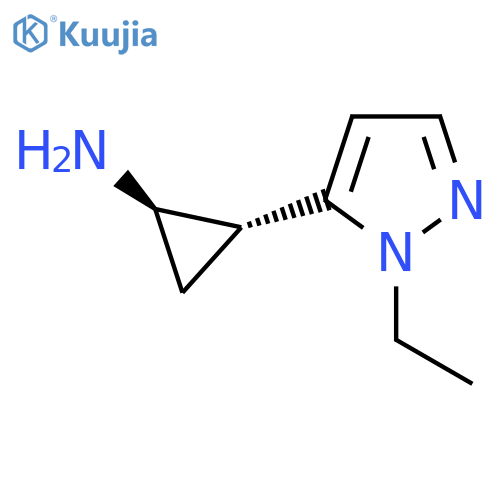 rac-(1R,2R)-2-(1-ethyl-1H-pyrazol-5-yl)cyclopropan-1-amine structure