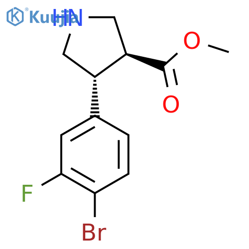 rac-methyl (3R,4S)-4-(4-bromo-3-fluorophenyl)pyrrolidine-3-carboxylate structure