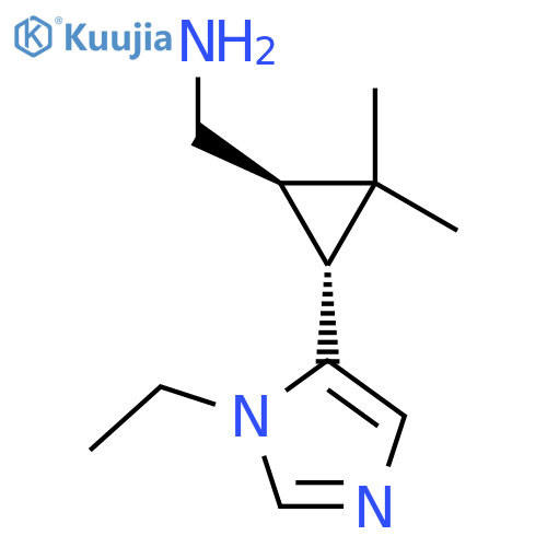 rac-(1R,3R)-3-(1-ethyl-1H-imidazol-5-yl)-2,2-dimethylcyclopropylmethanamine structure