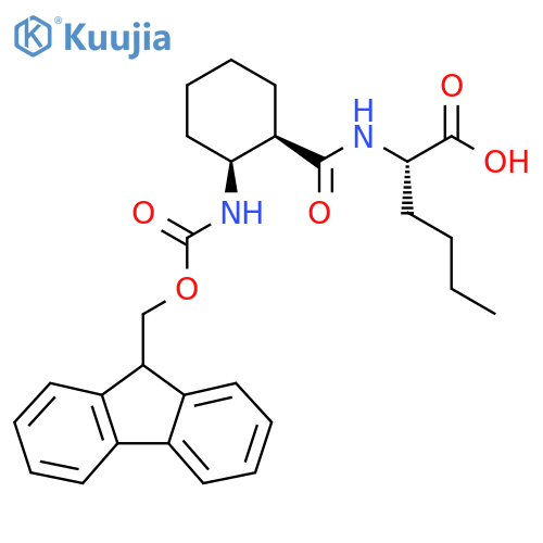 (2S)-2-{(1RS,2SR)-2-({(9H-fluoren-9-yl)methoxycarbonyl}amino)cyclohexylformamido}hexanoic acid structure