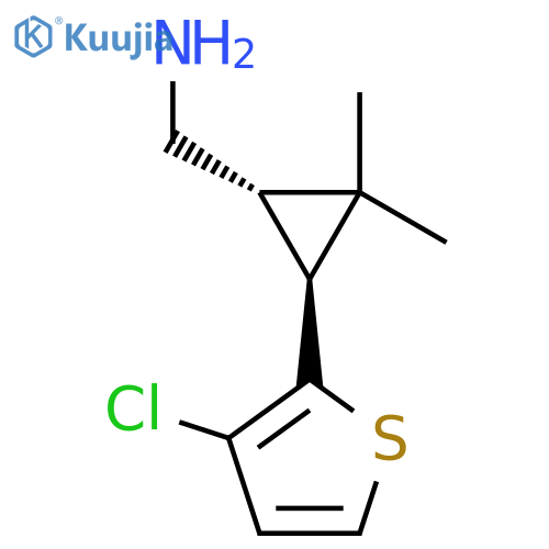rac-(1R,3R)-3-(3-chlorothiophen-2-yl)-2,2-dimethylcyclopropylmethanamine structure
