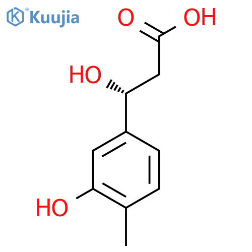 (3R)-3-hydroxy-3-(3-hydroxy-4-methylphenyl)propanoic acid structure