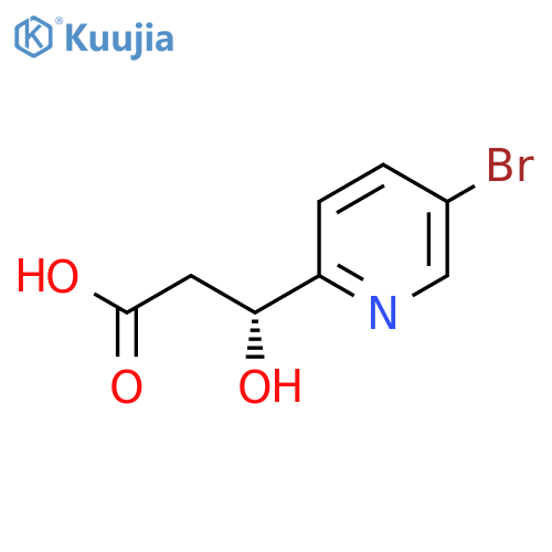 (3R)-3-(5-bromopyridin-2-yl)-3-hydroxypropanoic acid structure