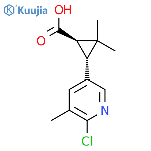 rac-(1R,3R)-3-(6-chloro-5-methylpyridin-3-yl)-2,2-dimethylcyclopropane-1-carboxylic acid structure