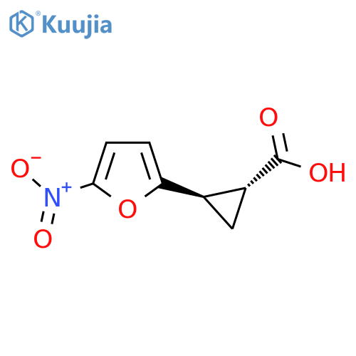 rac-(1R,2R)-2-(5-nitrofuran-2-yl)cyclopropane-1-carboxylic acid structure