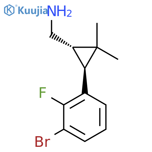 rac-(1R,3R)-3-(3-bromo-2-fluorophenyl)-2,2-dimethylcyclopropylmethanamine structure