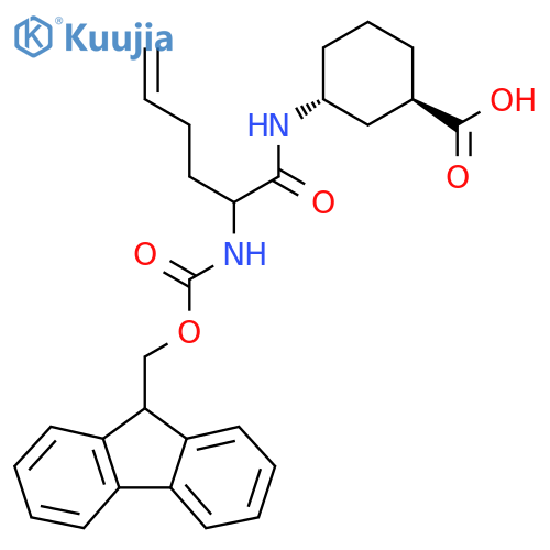 rac-(1R,3R)-3-2-({(9H-fluoren-9-yl)methoxycarbonyl}amino)hex-5-enamidocyclohexane-1-carboxylic acid structure