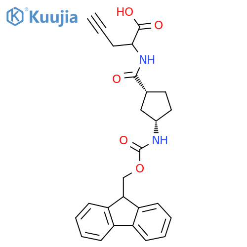 rac-2-{(1R,3S)-3-({(9H-fluoren-9-yl)methoxycarbonyl}amino)cyclopentylformamido}pent-4-ynoic acid structure