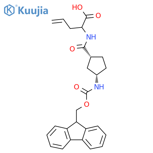 rac-2-{(1R,3S)-3-({(9H-fluoren-9-yl)methoxycarbonyl}amino)cyclopentylformamido}pent-4-enoic acid structure